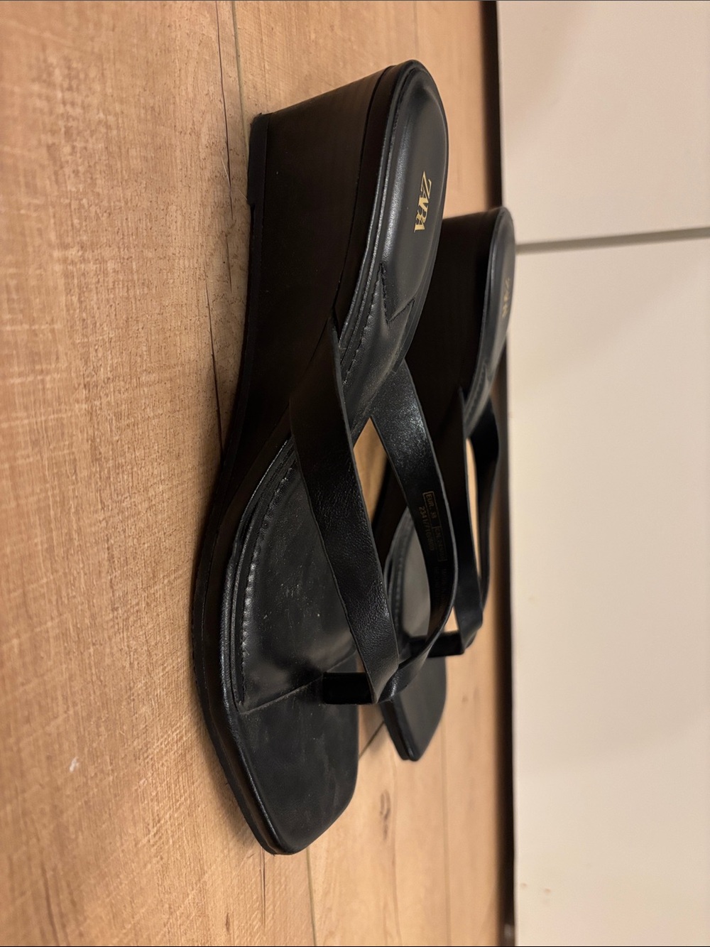 Zara Black Wedge Heel Sandal - Picture 2 of 2